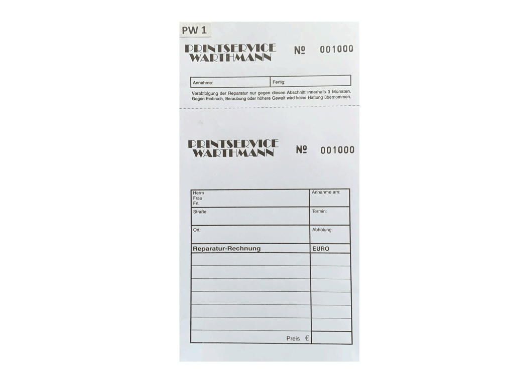 Reparaturtütuen, Reparaturbeutel mit Logo von Warthmann