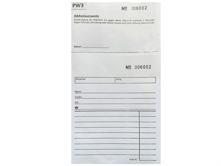 REPARATURTÜTEN 102 (10 X 24 CM) MIT/OHNE IHREM LOGO - Printservice