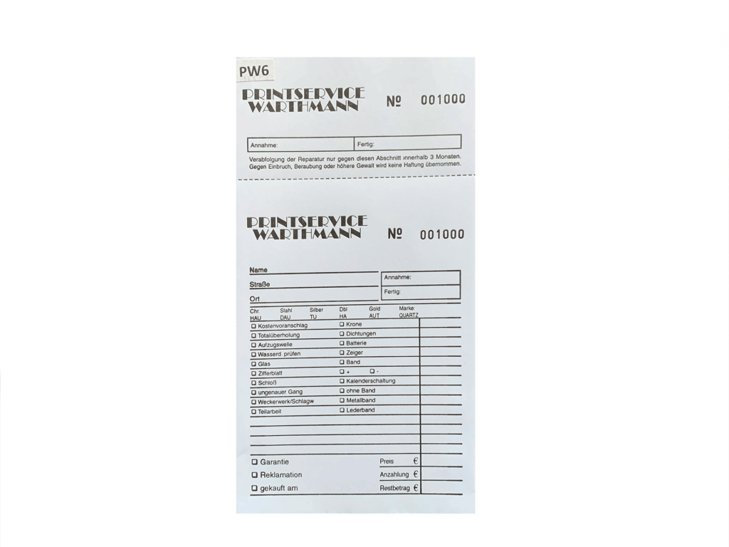 Reparaturtütuen, Reparaturbeutel mit Logo von Warthmann