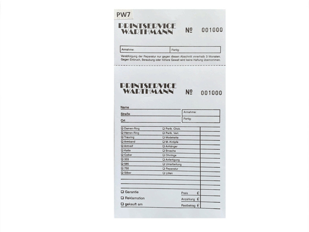 REPARATURTÜTEN 103 (10 X 19 CM) + DECKBLATT MIT/OHNE IHREM LOGO